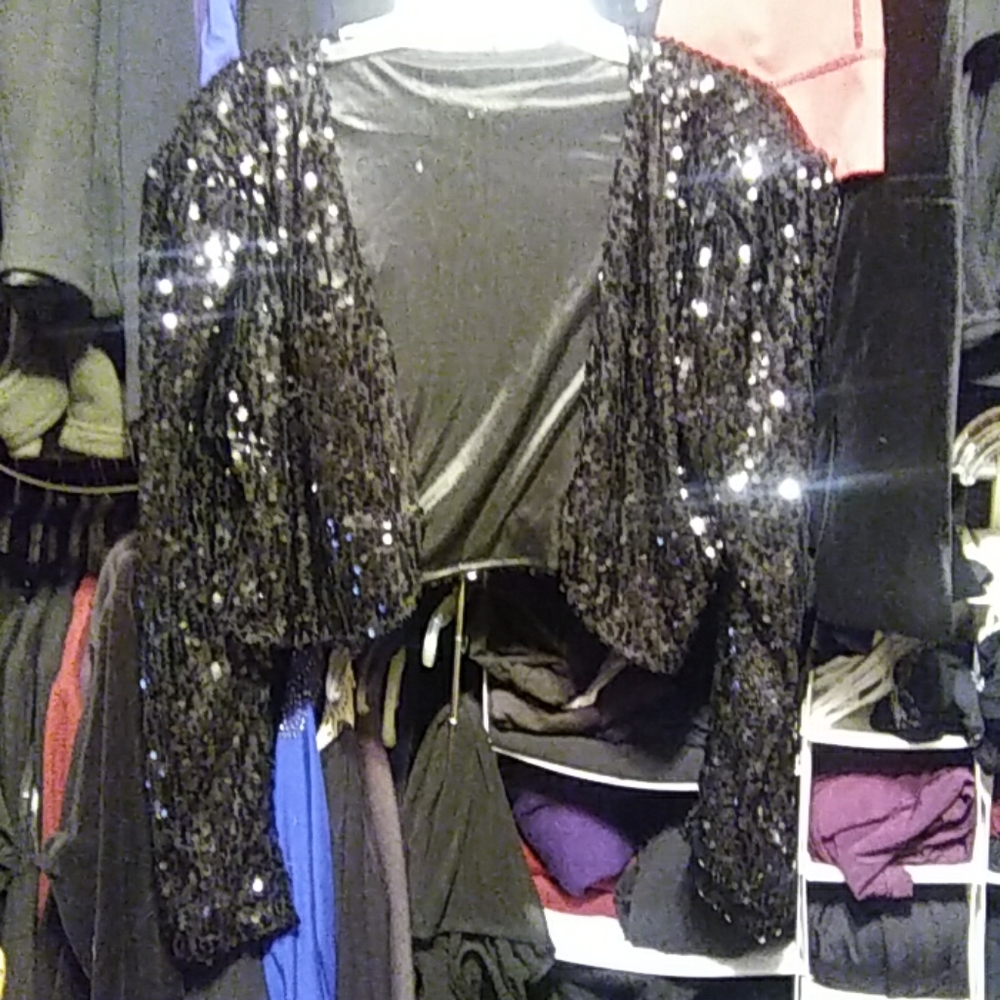 Black Sequence Evening Top Size L - image 1